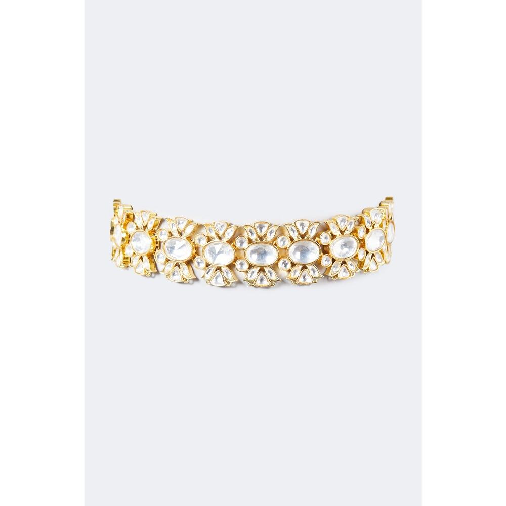 Nepra By Neha Goel Gold Finish Choker Necklace With Kundan Polki - Free Size